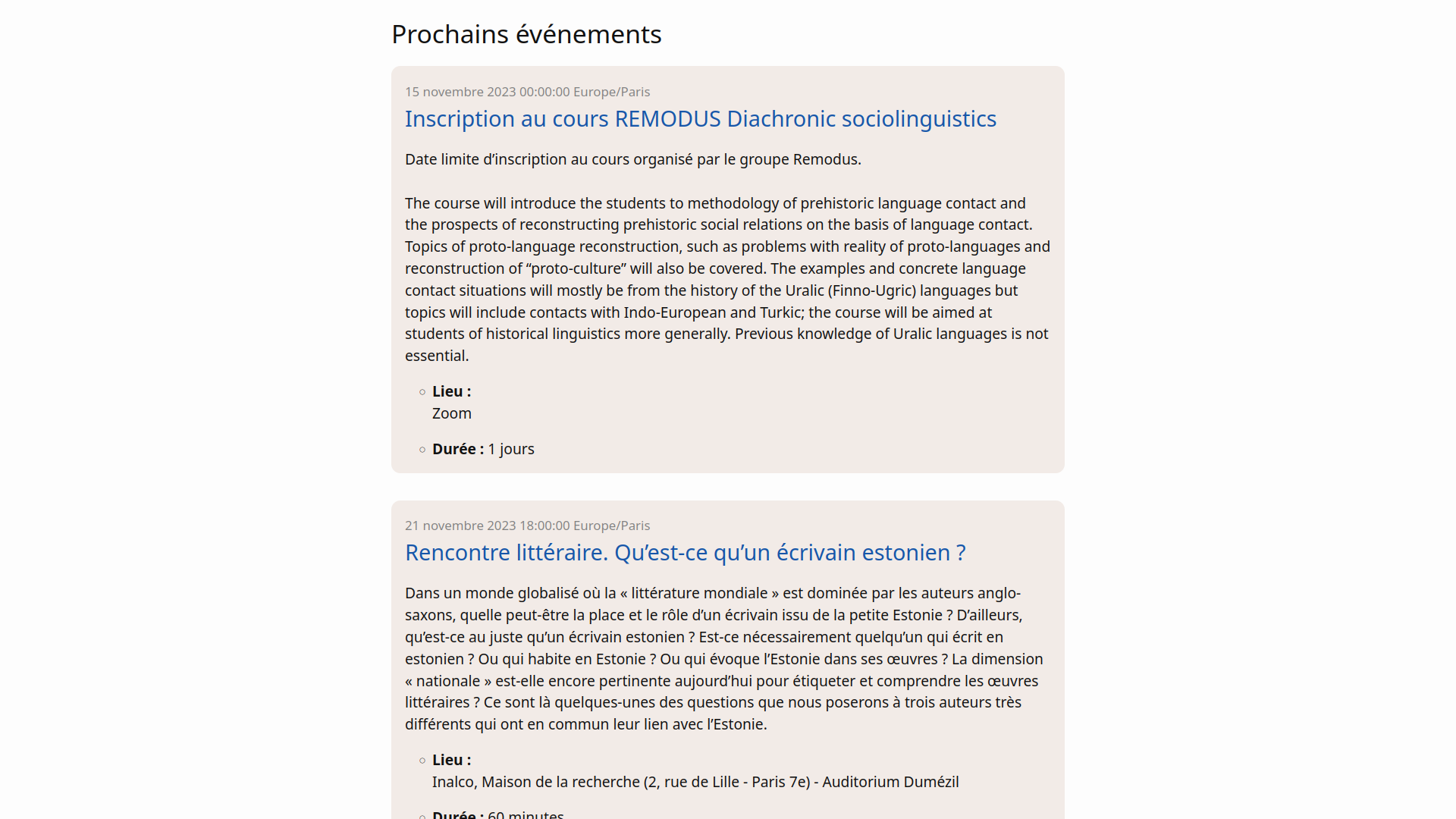 Screenshot of Agenda